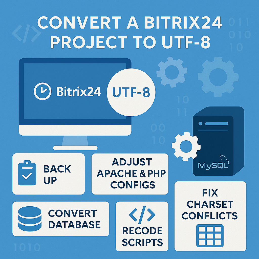 Битрикс24. Смена кодировки сайта Bitrix24 c CP-1251 на UTF-8, заметки
